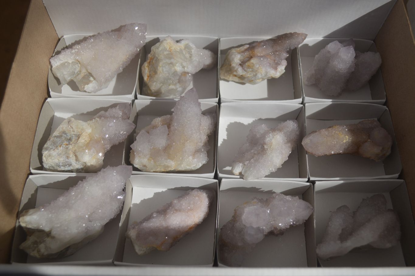 Natural Pale Lilac Spirit Quartz Crystals x 12 From Boekenhouthoek, South Africa - Toprock Gemstones and Minerals 