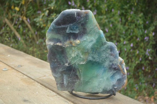 Polished Semi Translucent Watermelon Fluorite Slice  x 1 From Uis, Namibia