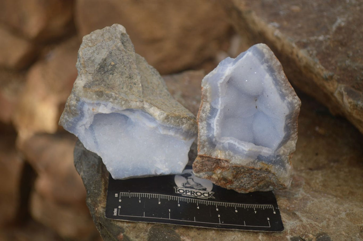 Natural Blue Lace Agate Geode Specimens  x 12 From Nsanje, Malawi - Toprock Gemstones and Minerals 