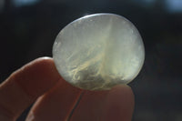 Polished Gemmy Emerald Fluorite Palm Stones  x 12 From Madagascar