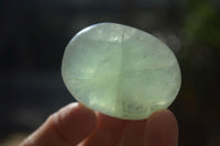Polished Gemmy Emerald Fluorite Palm Stones  x 12 From Madagascar