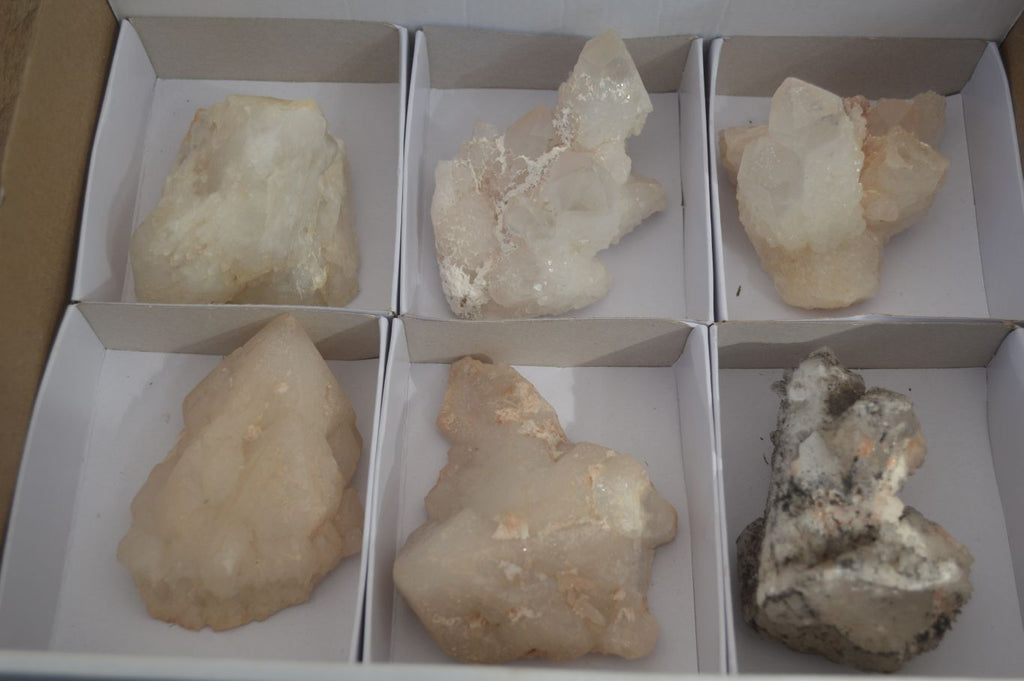 Natural Cathedral Window Quartz Crystals  x 6 From Madagascar - Toprock Gemstones and Minerals 