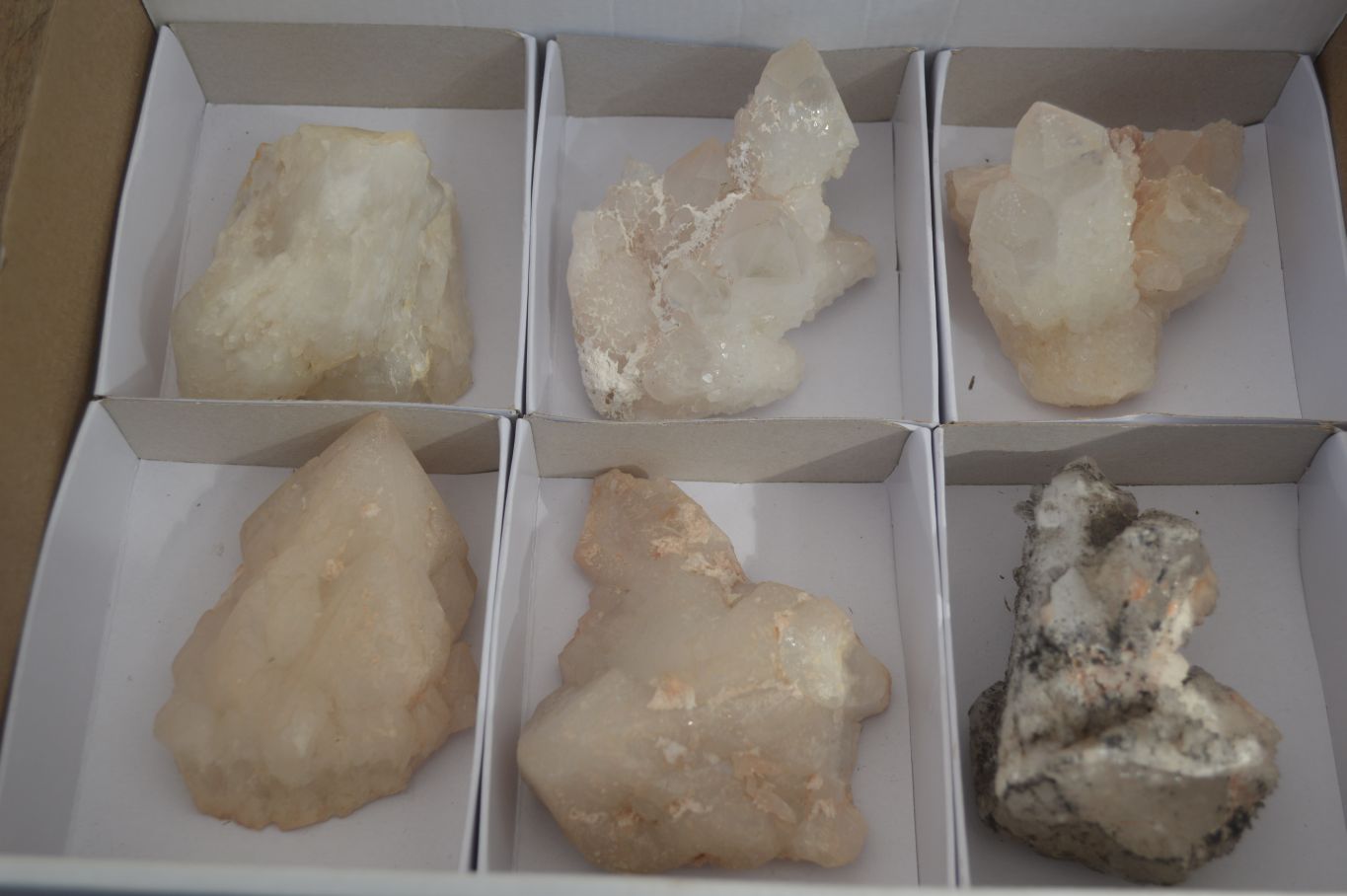 Natural Cathedral Window Quartz Crystals  x 6 From Madagascar - Toprock Gemstones and Minerals 