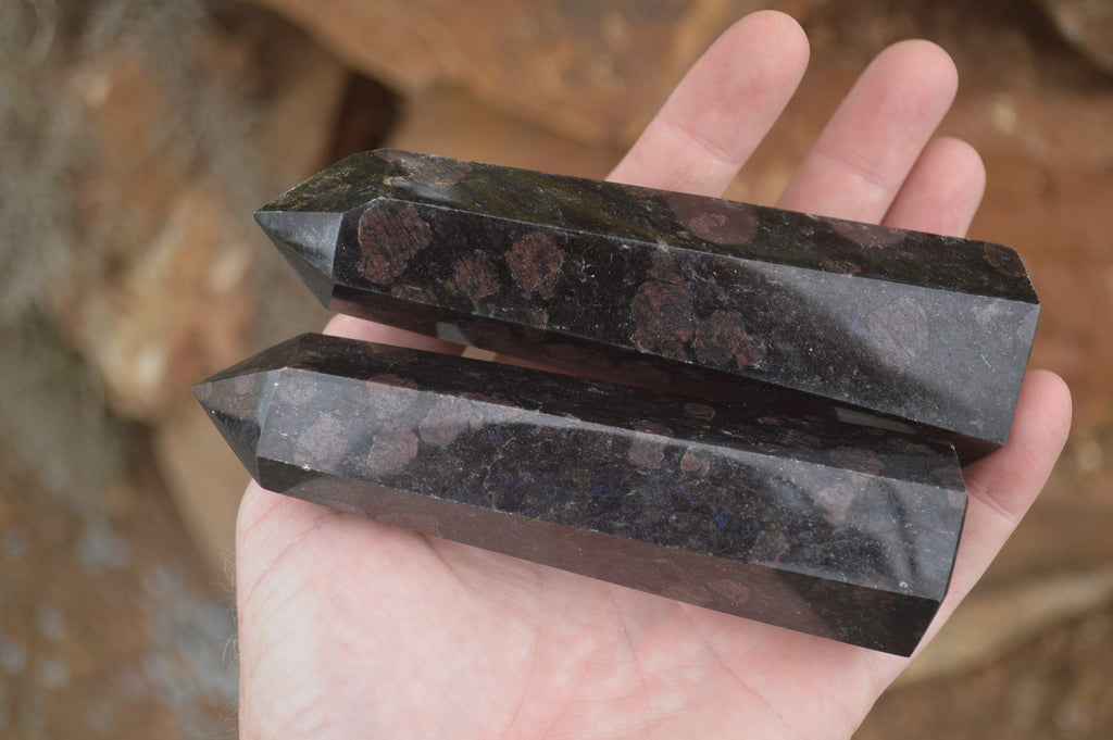 Polished Rare Sparkling Blue Iolite / Water Sapphire Points x 4 From Madagascar - TopRock