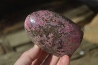 Polished Pink & Black Rhodonite Standing Free Forms x 3 From Madagascar - Toprock Gemstones and Minerals 