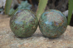 Polished Green Chrysoprase Spheres  x 4 From Ambatondrazaka, Madagascar - Toprock Gemstones and Minerals 