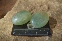 Polished Gemmy Emerald Fluorite Palm Stones  x 12 From Madagascar