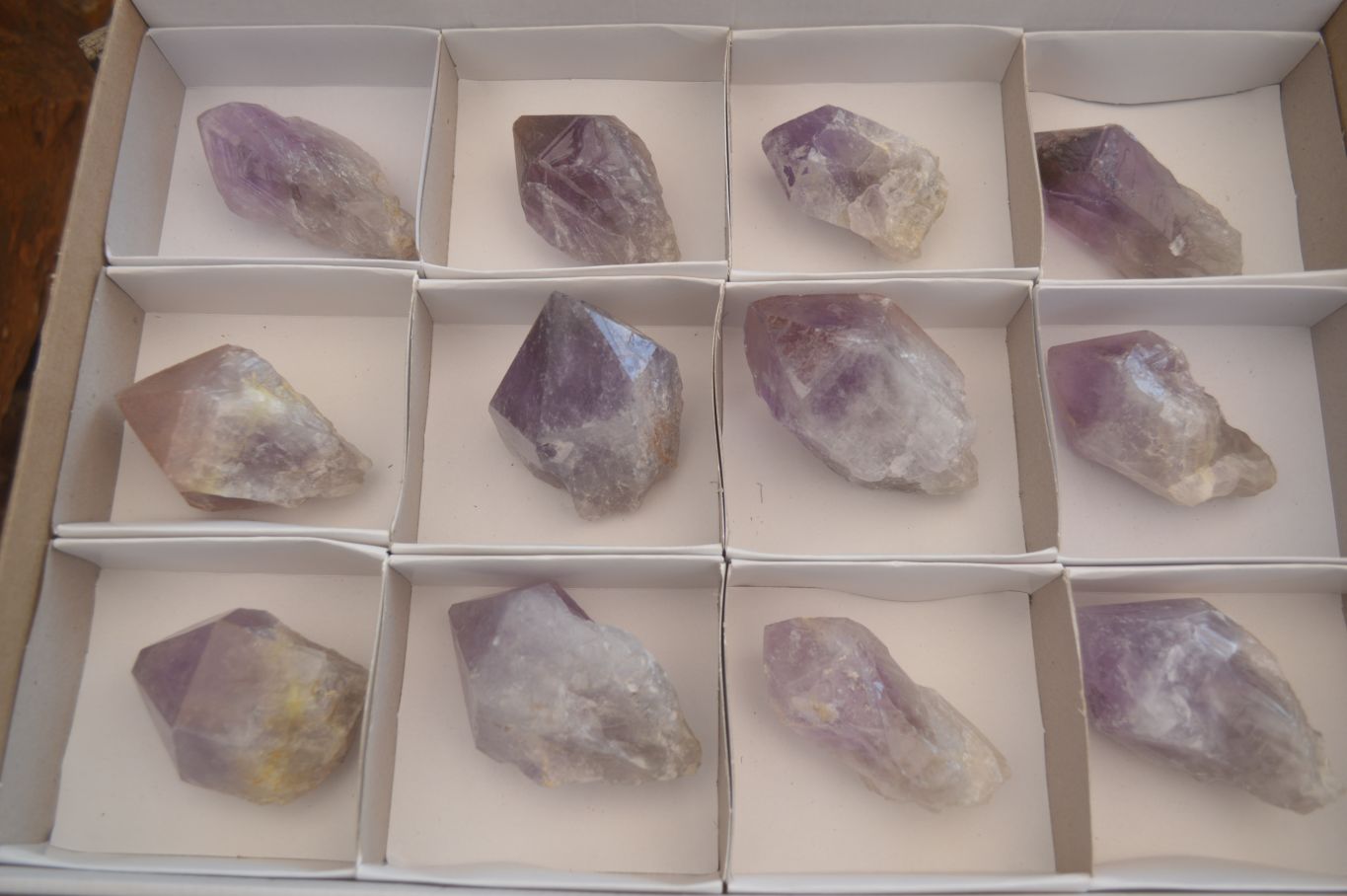 Natural Single Jacaranda Amethyst Crystals x 12 From Zambia - Toprock Gemstones and Minerals 