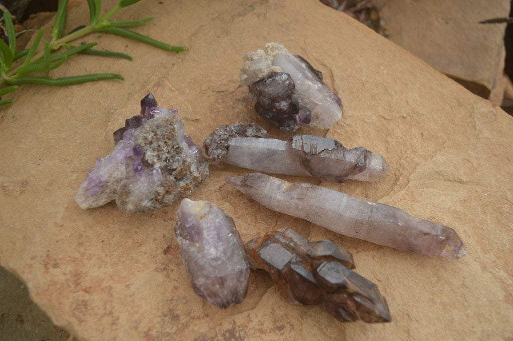 Natural Large Smokey Amethyst / Window Amethyst Crystals  x 6 From Chiredzi, Zimbabwe - Toprock Gemstones and Minerals 