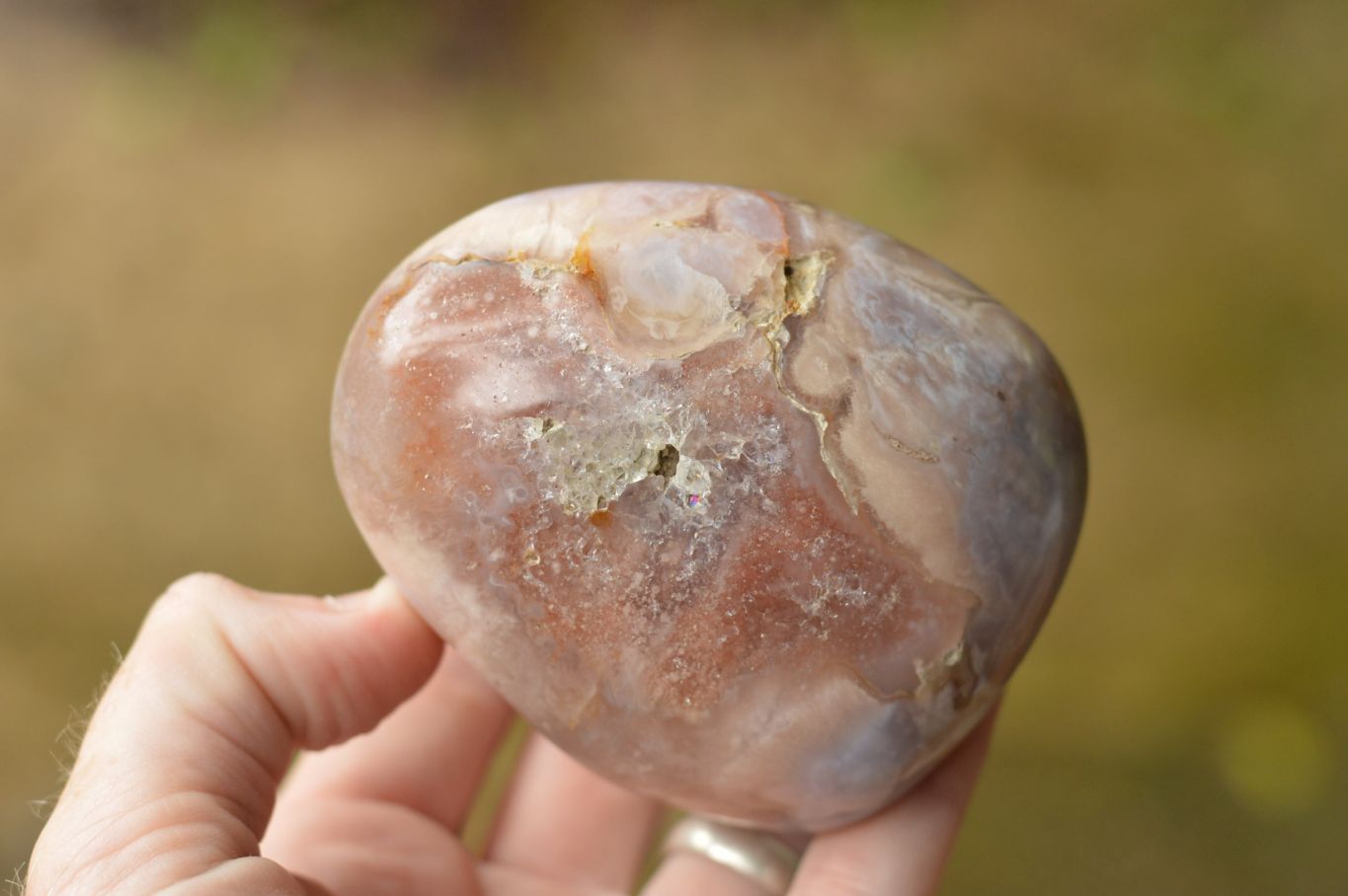 Polished Coral Flower Agate Standing Free Forms  x 3 From Madagascar - TopRock
