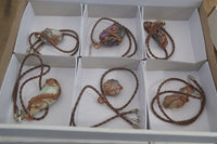 Polished Mixed Copper Wire Wrapped Pendants  x 6 From Madagascar - Toprock Gemstones and Minerals 
