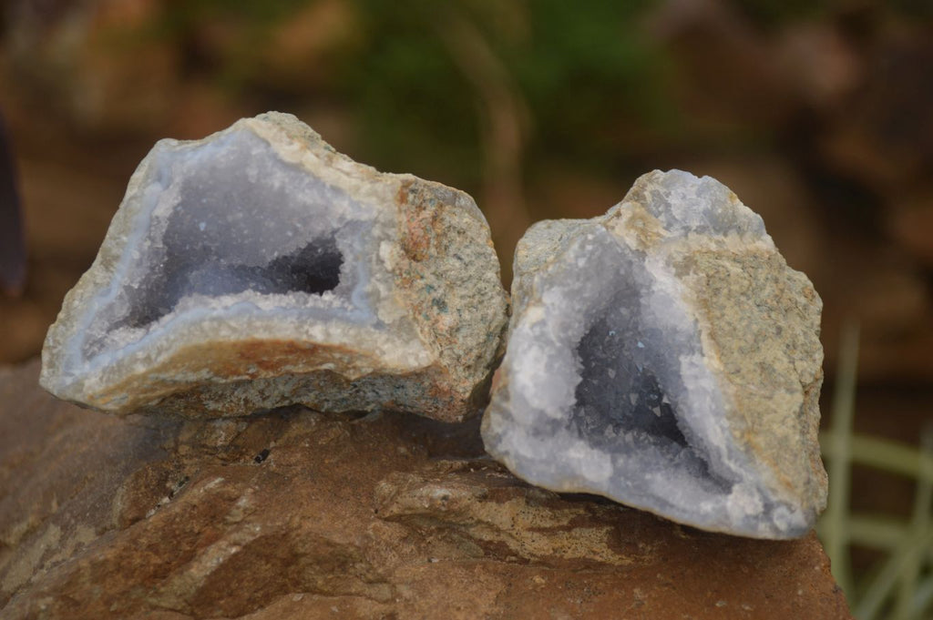 Natural Blue Lace Agate Geode Specimens  x 12 From Nsanje, Malawi - Toprock Gemstones and Minerals 