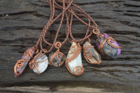 Polished Mixed Copper Wire Wrapped Pendants  x 6 From Madagascar - Toprock Gemstones and Minerals 