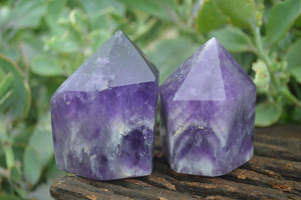 Polished Chevron Amethyst Points  x 6 From Zambia - Toprock Gemstones and Minerals 