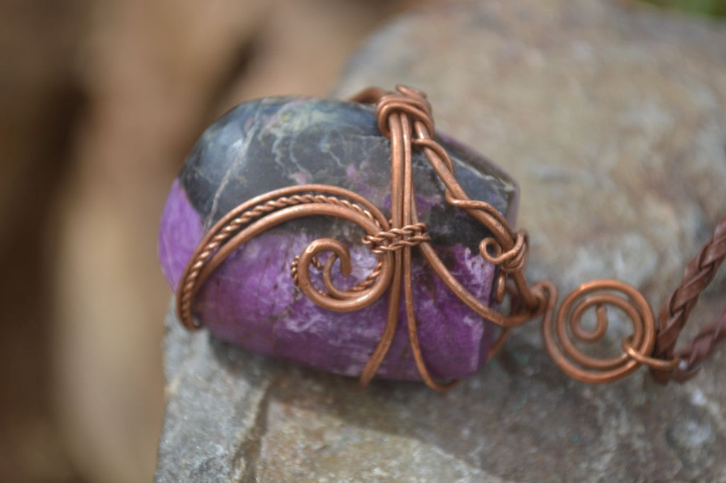 Polished Mixed Copper Wire Wrapped Pendants  x 6 From Madagascar - Toprock Gemstones and Minerals 