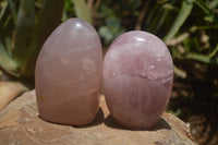 Polished Pink Rose Quartz Standing Free Forms x 2 From Ambatondrazaka, Madagascar - TopRock