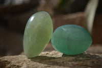 Polished Gemmy Emerald Fluorite Palm Stones  x 12 From Madagascar