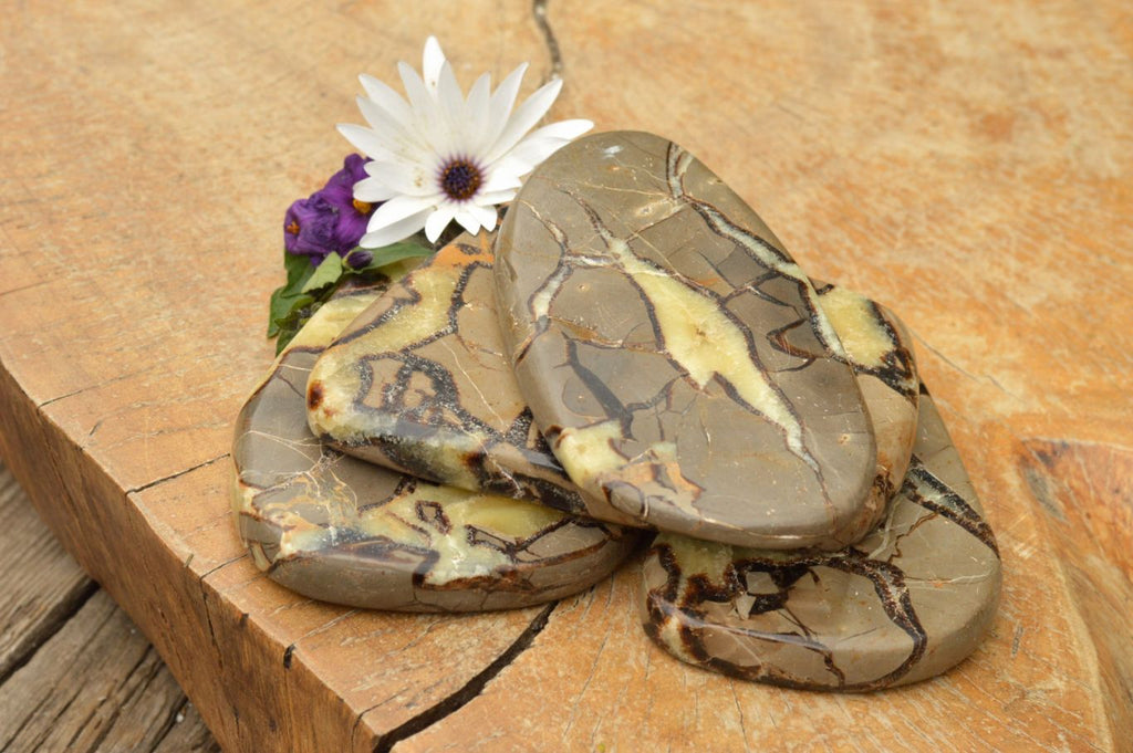 Polished Septerye (Calcite & Aragonite) Slices  x 4 From Mahajanga, Madagascar - TopRock