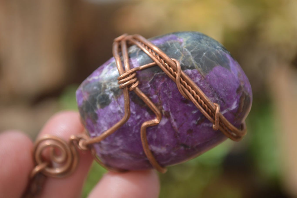 Polished Mixed Copper Wire Wrapped Pendants  x 6 From Madagascar - Toprock Gemstones and Minerals 