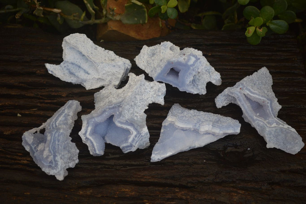 Natural Etched Blue Chalcedony Specimens  x 6 From Nsanje, Malawi - Toprock Gemstones and Minerals 