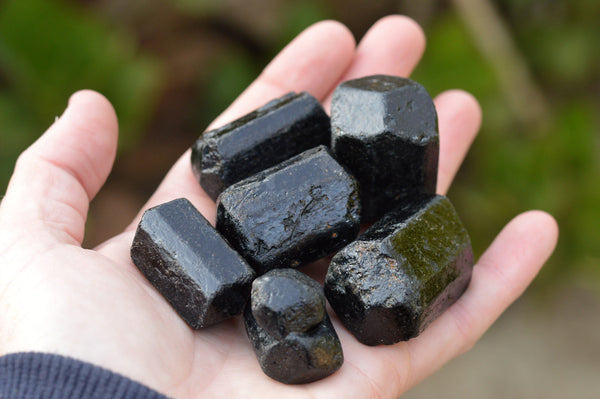 Natural Double Terminated Alluvial Black Tourmaline Crystals  x 20 From Zimbabwe - TopRock