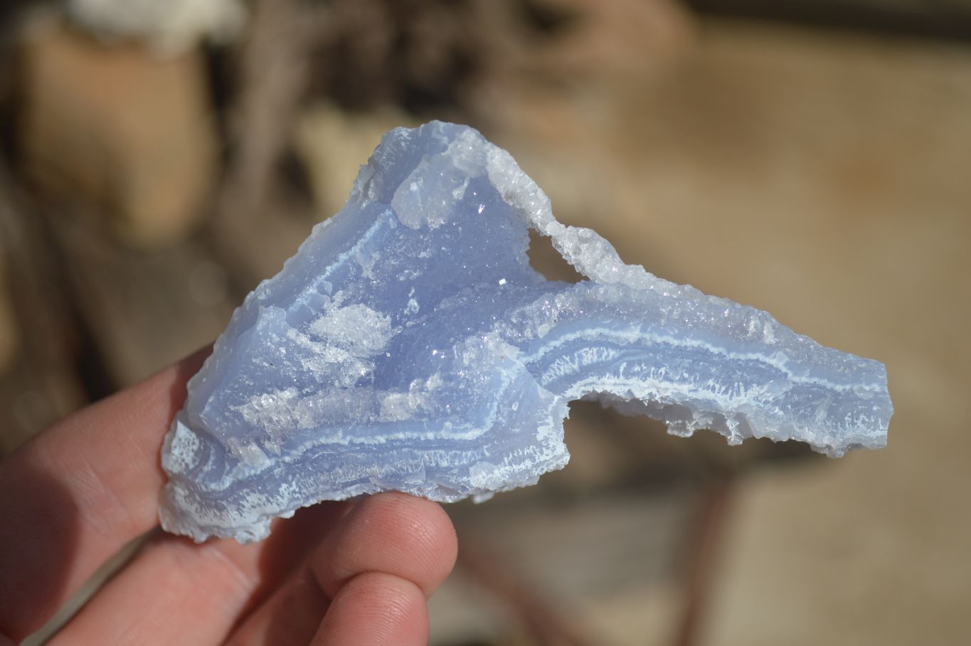 Natural Etched Blue Chalcedony Specimens  x 6 From Nsanje, Malawi - Toprock Gemstones and Minerals 