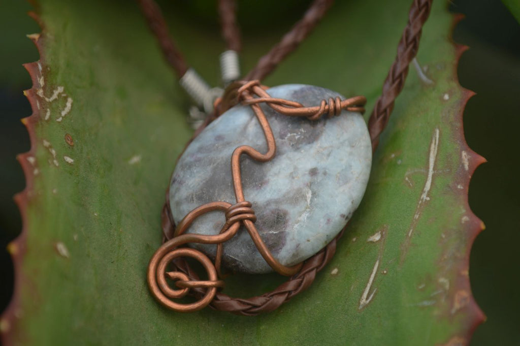 Polished Mixed Copper Wire Wrapped Pendants  x 6 From Madagascar - Toprock Gemstones and Minerals 