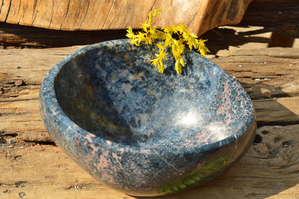 Polished Rare Blue Dumortierite Bowl With Golden Biotite Mica x 1 From Madagascar - TopRock