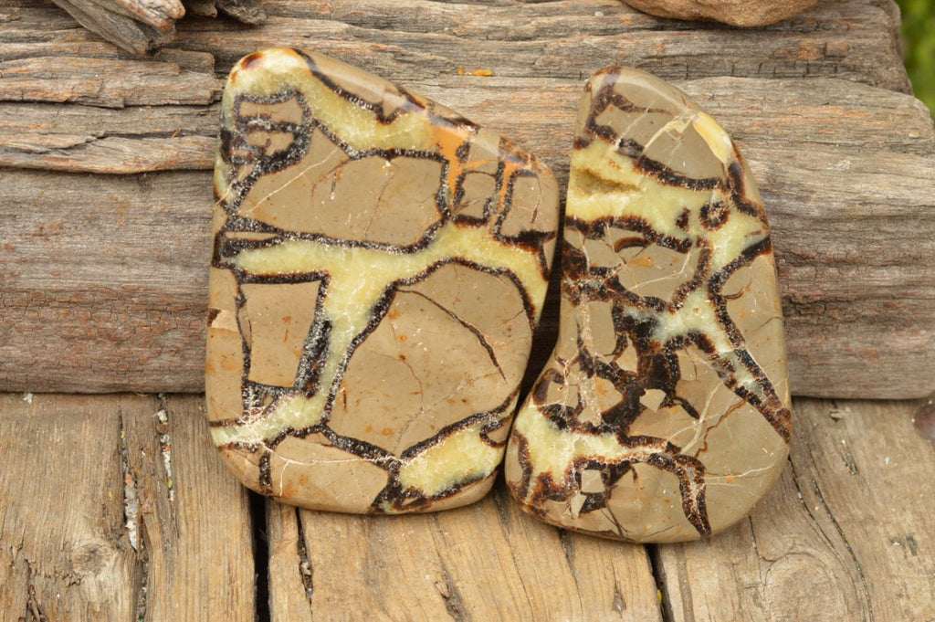 Polished Septerye (Calcite & Aragonite) Slices  x 4 From Mahajanga, Madagascar - TopRock