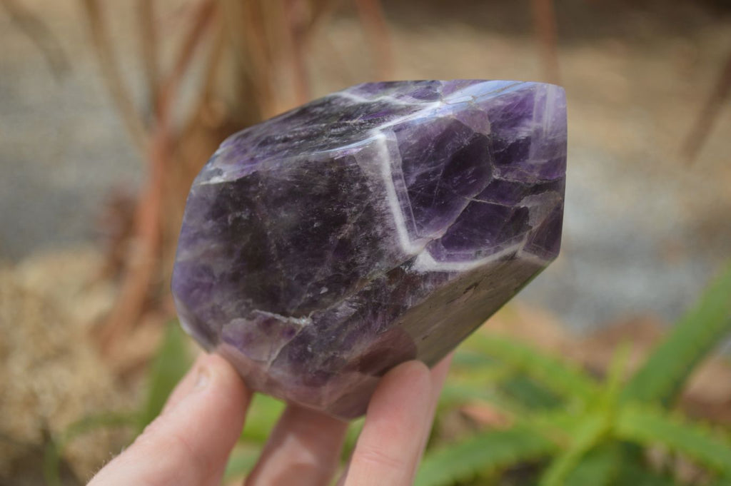 Polished Chevron Amethyst Point x 1 From Zambia - Toprock Gemstones and Minerals 
