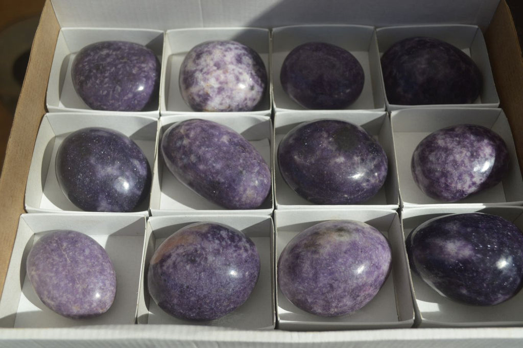 Polished Purple Lepidolite Palm Stones  x 12 From Zimbabwe - Toprock Gemstones and Minerals 