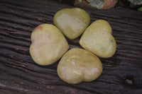 Polished Green Opal Gemstone Hearts  x 6 From Antsirabe, Madagascar