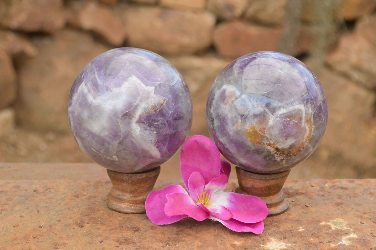 Polished Amethyst Spheres  x 2 From Madagascar - TopRock