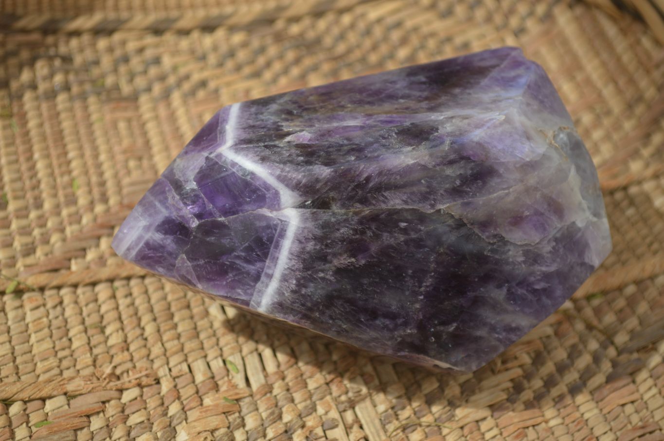 Polished Chevron Amethyst Point x 1 From Zambia - Toprock Gemstones and Minerals 