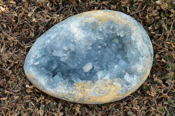 Polished Large Blue Celestite Geode Egg x 1 From Sakoany, Madagascar - TopRock