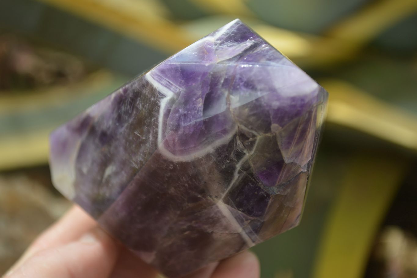 Polished Chevron Amethyst Point x 1 From Zambia - Toprock Gemstones and Minerals 