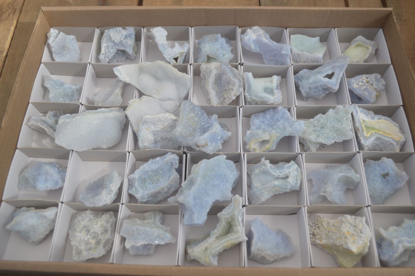 Natural Etched Blue Chalcedony Specimens  x 35 From Nsanje, Malawi - Toprock Gemstones and Minerals 