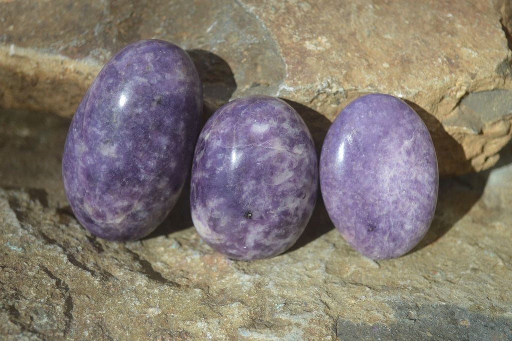 Polished Purple Lepidolite Palm Stones  x 12 From Zimbabwe - Toprock Gemstones and Minerals 