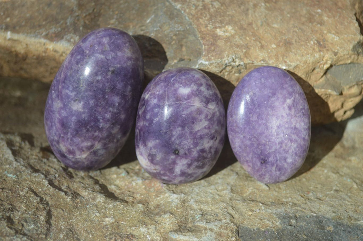 Polished Purple Lepidolite Palm Stones  x 12 From Zimbabwe - Toprock Gemstones and Minerals 