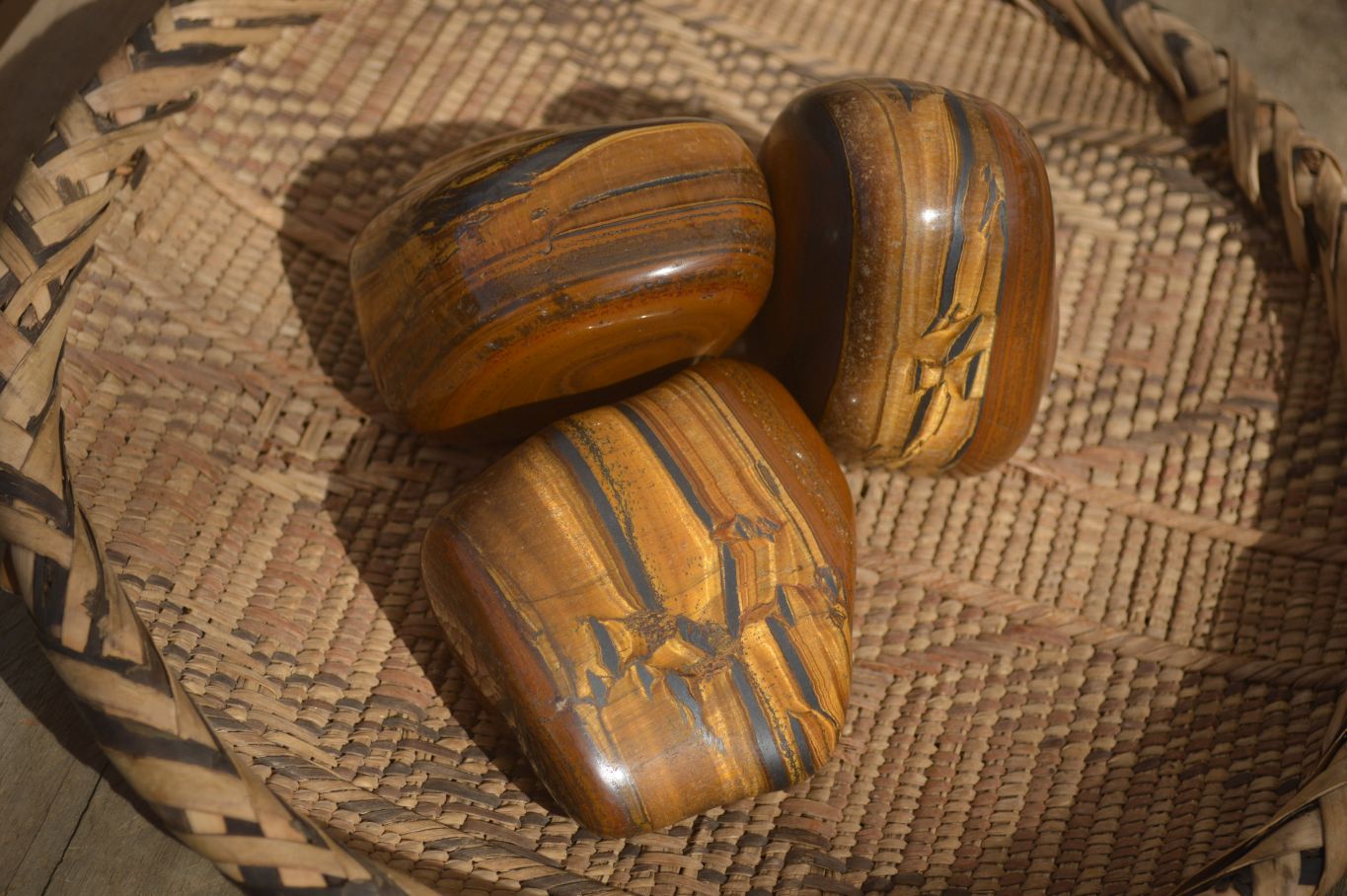 Polished Golden Tigers Eye Free Forms x 3 From Prieska, Northern Cape - Toprock Gemstones and Minerals 