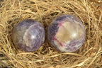 Polished Small Purple Lepidolite Spheres (Rubellite Inclusions on some) x 6 From Madagascar - TopRock