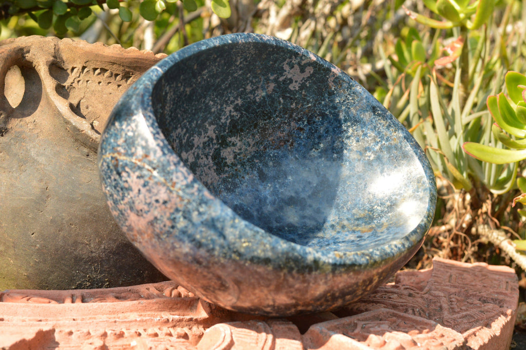 Polished Rare Blue Dumortierite Bowl With Golden Biotite Mica x 1 From Madagascar - TopRock