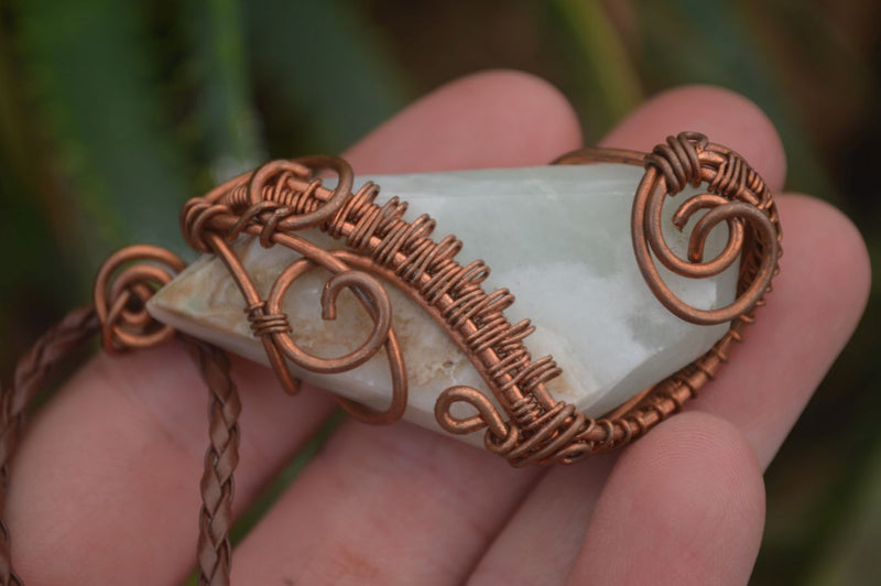 Polished Mixed Copper Wire Wrapped Pendants x 6 From Madagascar Toprock Gemstones and Minerals