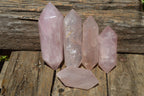 Polished Double Terminated Rose Quartz Points x 6 From Madagascar - TopRock