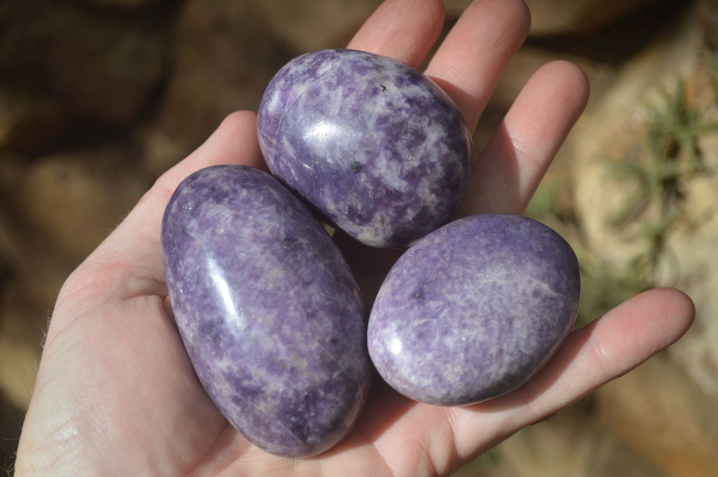 Polished Purple Lepidolite Palm Stones  x 12 From Zimbabwe - Toprock Gemstones and Minerals 