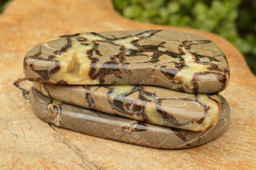 Polished Septerye (Calcite & Aragonite) Slices  x 4 From Mahajanga, Madagascar - TopRock
