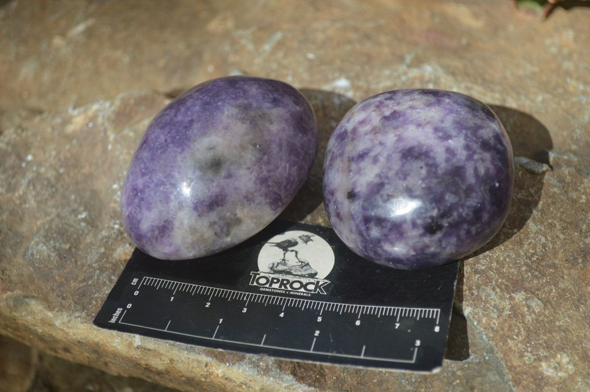 Polished Purple Lepidolite Palm Stones  x 12 From Zimbabwe - Toprock Gemstones and Minerals 