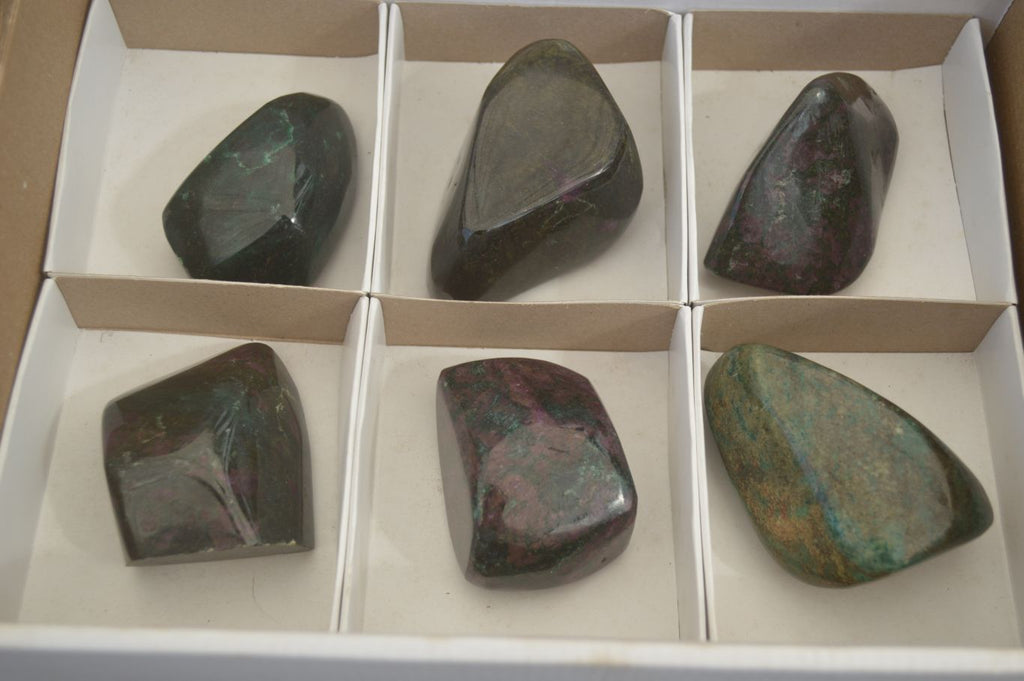 Polished Fluorescent Ruby Corundum In Chrome Verdite Free Forms x 6 From Zimbabwe - Toprock Gemstones and Minerals 