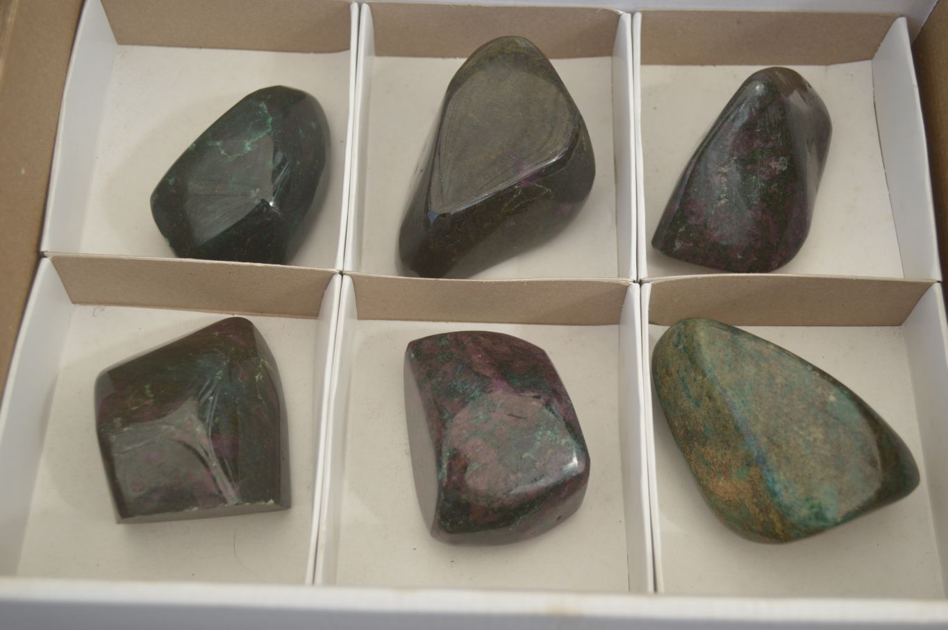 Polished Fluorescent Ruby Corundum In Chrome Verdite Free Forms x 6 From Zimbabwe - Toprock Gemstones and Minerals 