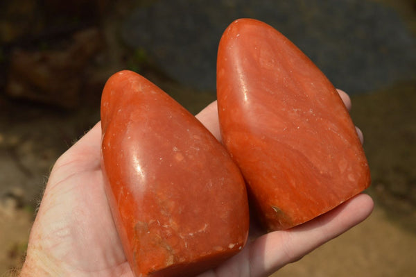Polished Orange Twist Calcite Standing Free Forms  x 3 From Madagascar - TopRock